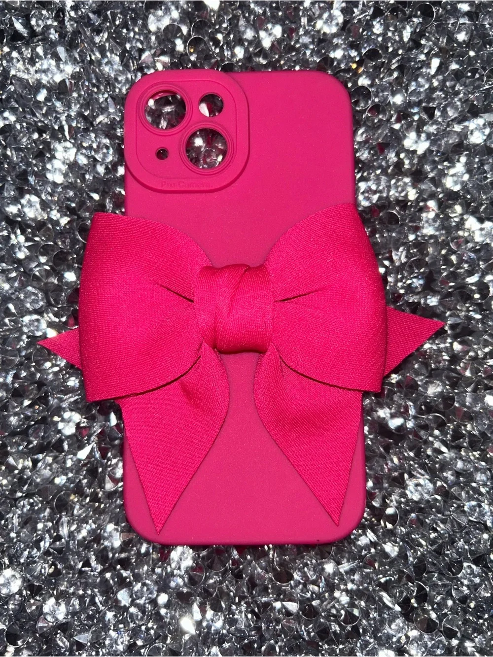 iPhone 15 Hot Pink Bow Phone Case - Unbranded